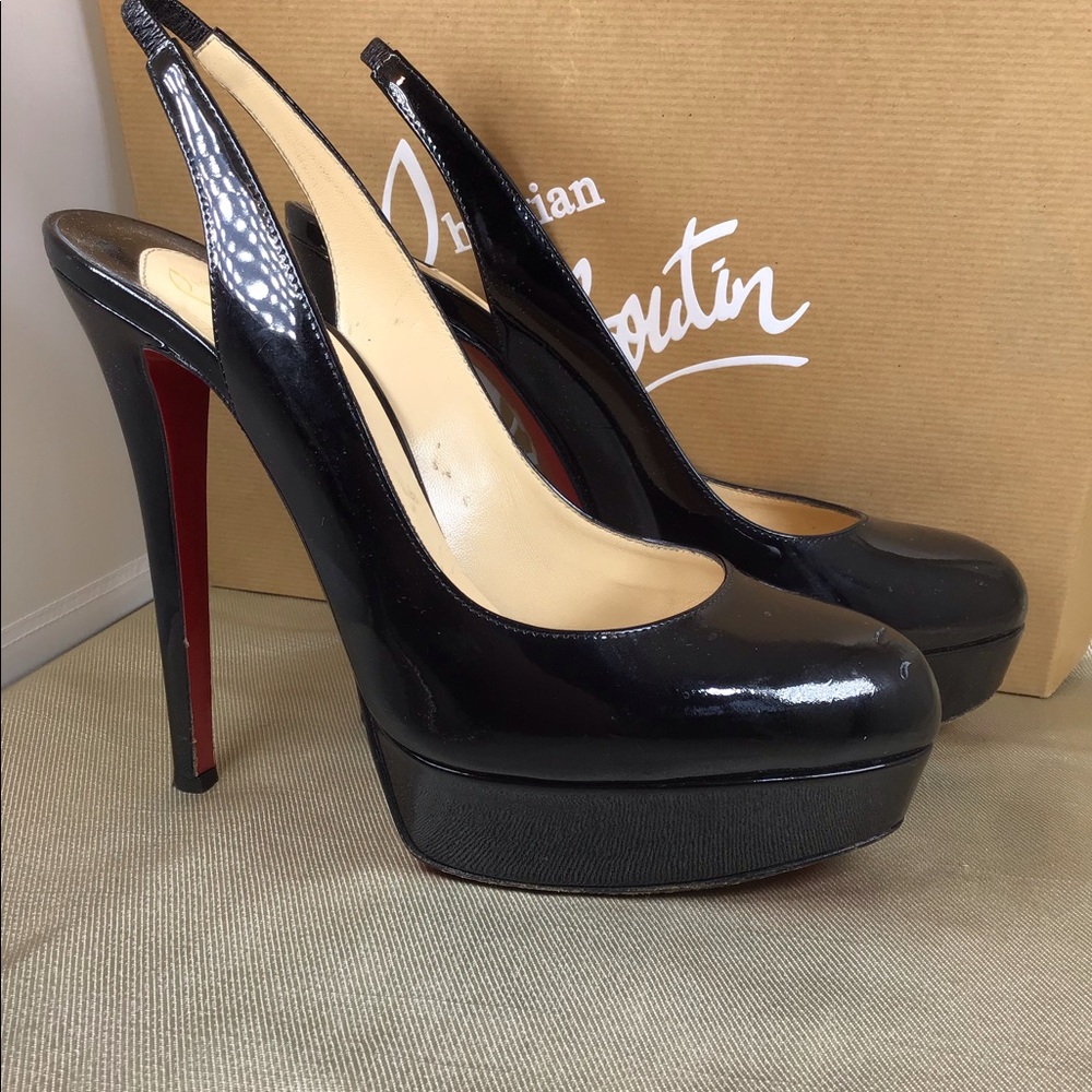 Christian Louboutin Slingback patent platform shoe